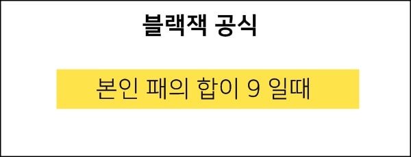 블랙잭 공식 패의 합이 9일때